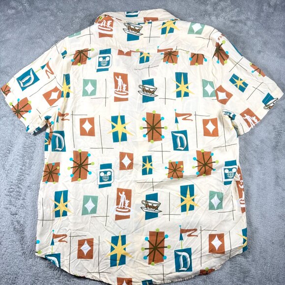 Disney Parks Retro MCM Pattern Shirt Men’s Size M Short Sleeve Button Up - Picture 5 of 9